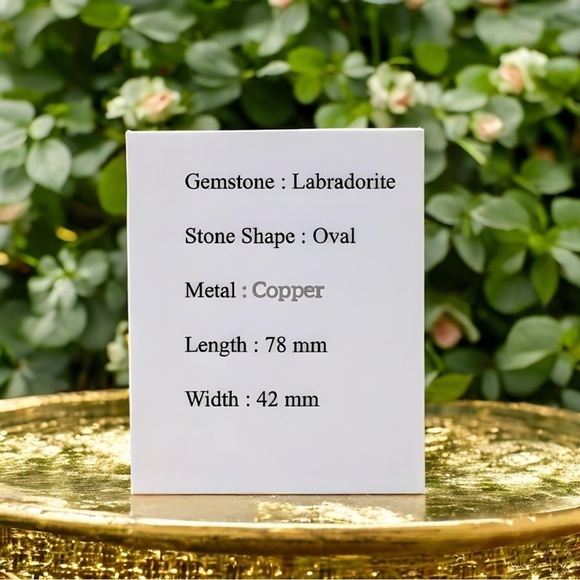 Natural Labradorite Copper Wrapped Handmade Pendant Necklace blue green read - Picture 10 of 11